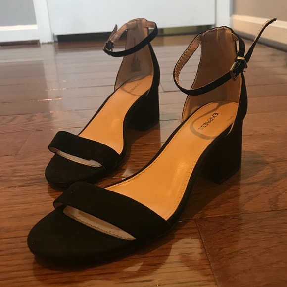 Express Black Strap Heels - Picture 2 of 3